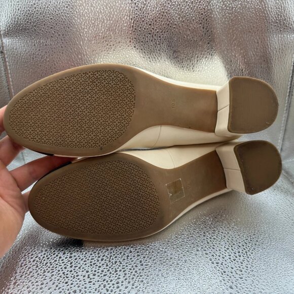 Size‎ 10.5 Tory Burch Womens Cream Chelsea 50mm Soft Nappa Leather Pump Shoes - Picture 9 of 9